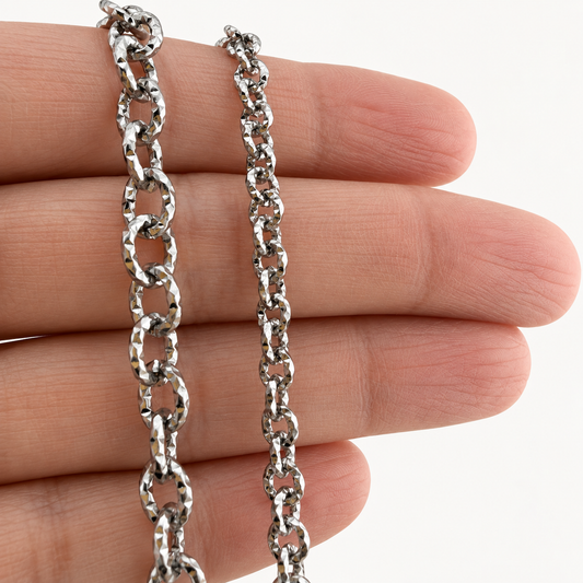 Carved Texture Cable Chain – 5mm & 8mm (By the Foot)