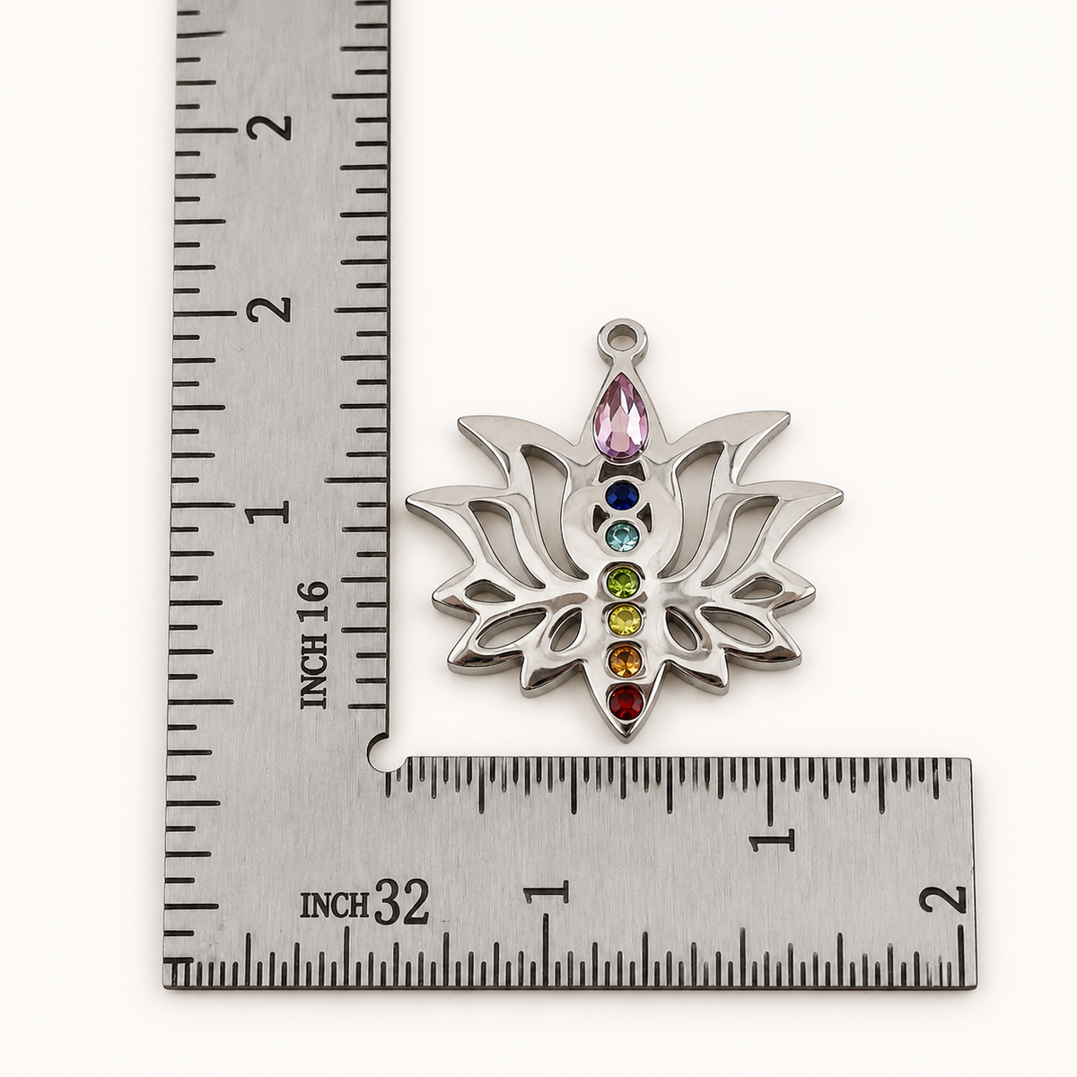 Chakra Lotus Rhinestone Pendant – 26.5mm