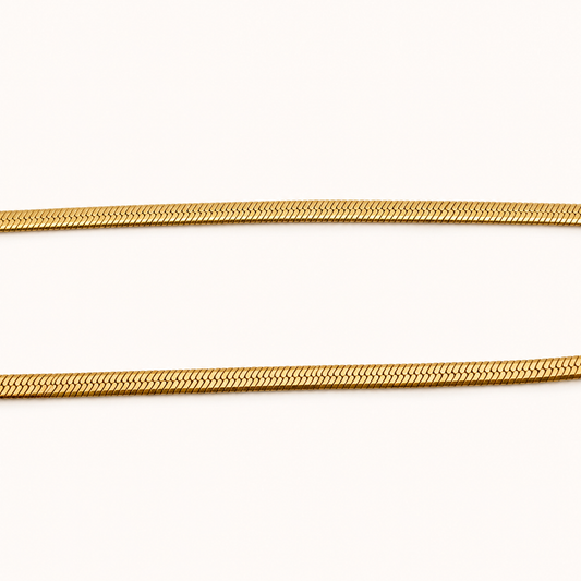 18K Gold 3mm Flat Snake Chain Necklace - 16.5"