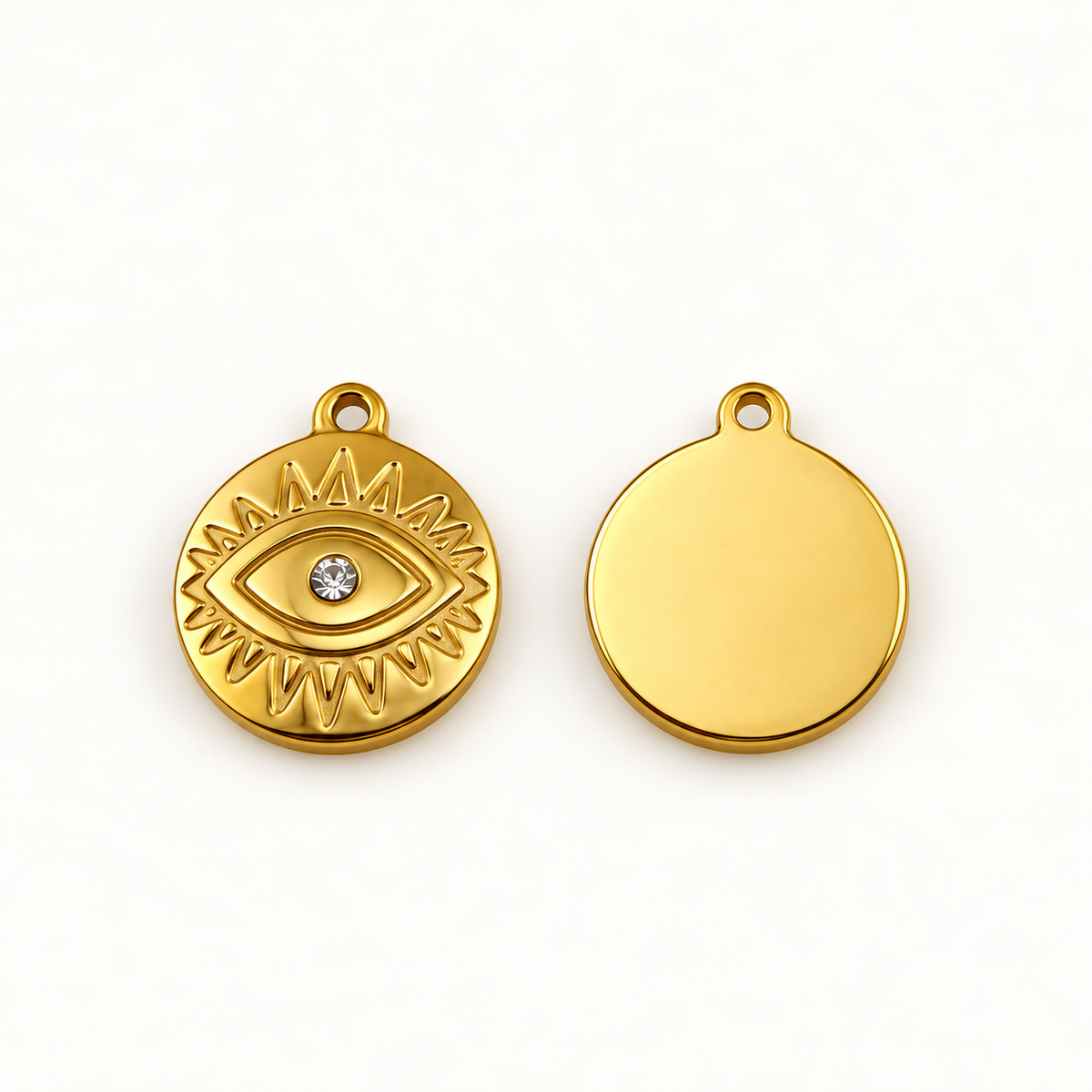 Gold Evil Eye Medallion Charm – 20mm