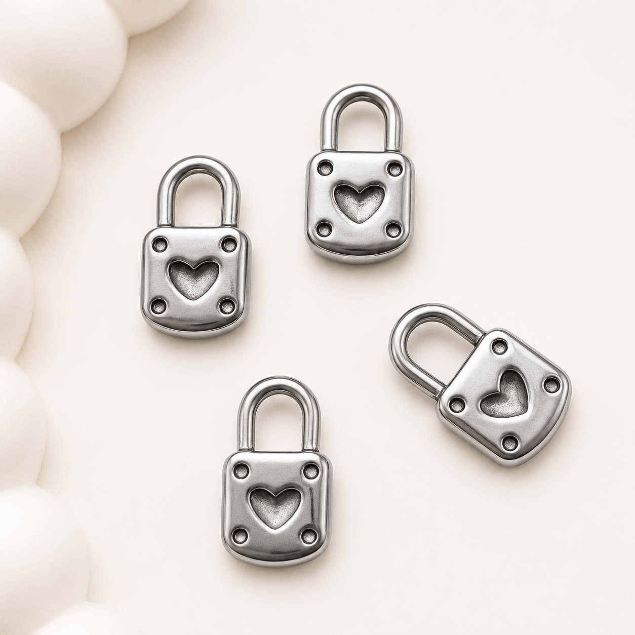 Heart Cutout Padlock Charm - 18mm