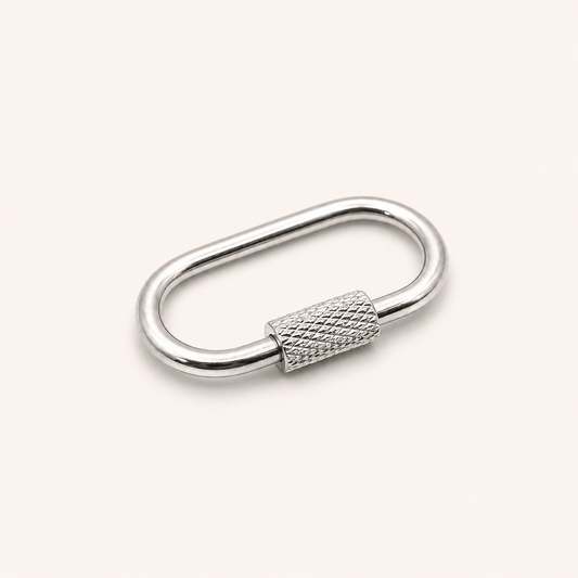 26mm Stainless Steel Oval Textured Screw Carabiner – Gold & Silver Finishes
