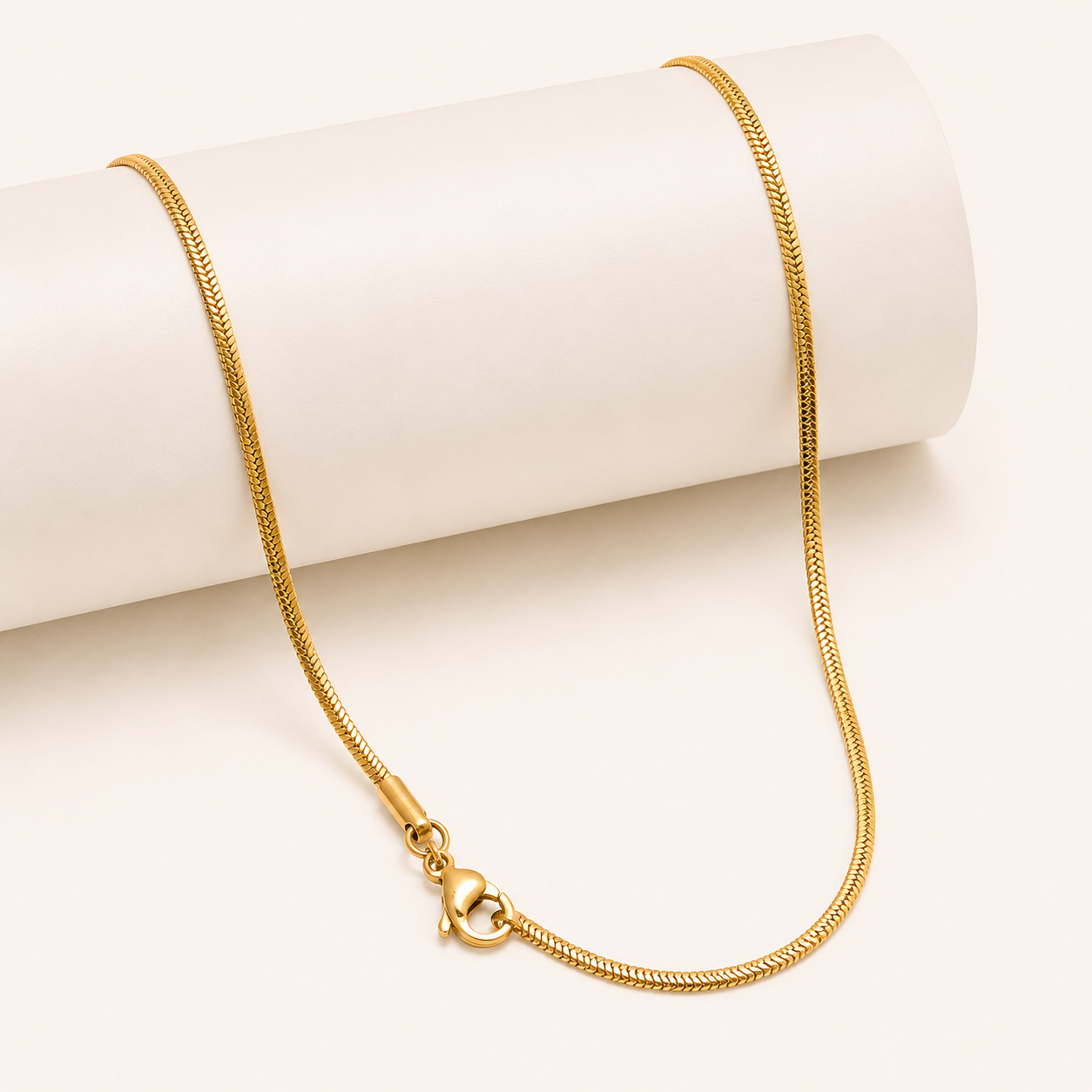 1.5mm Antiqued Gold Square Snake Chain Necklace - 20"