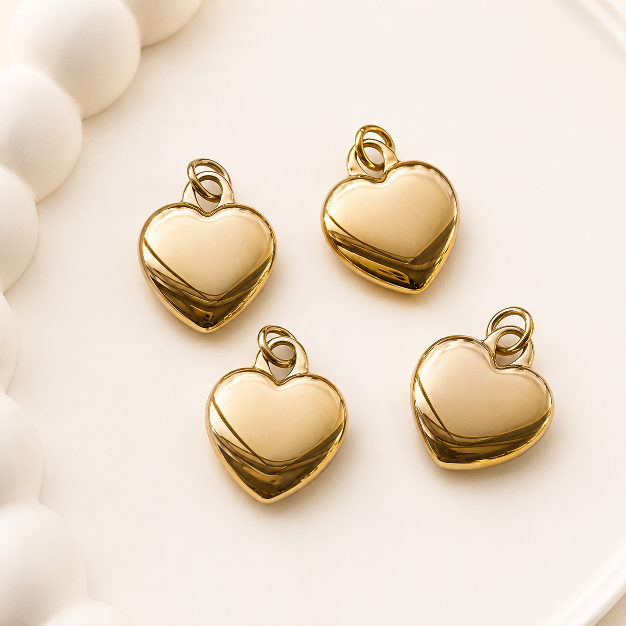 17mm Heart Charm - 316 Surgical Steel | Real 14K Gold