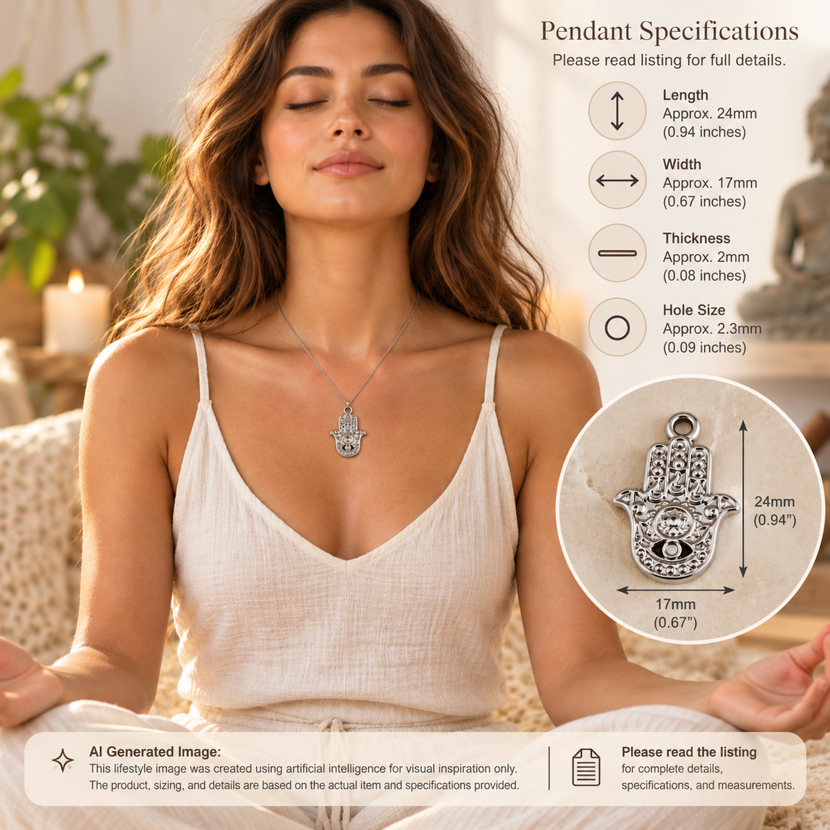 Hamsa Hand Charm – 24mm
