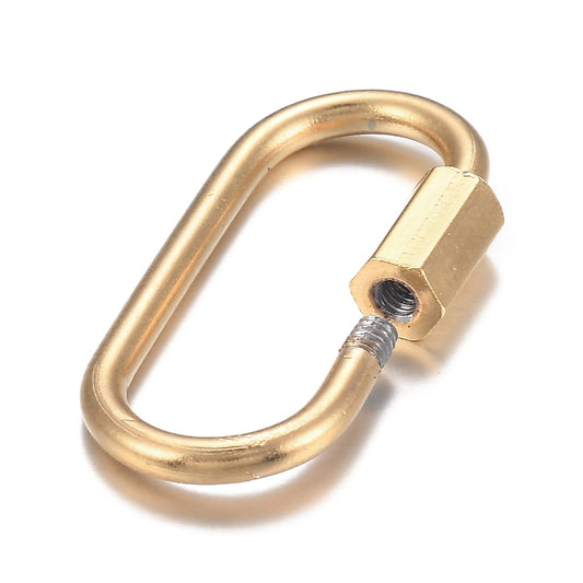 18K Gold PVD Oval Screw Carabiner - 21mm
