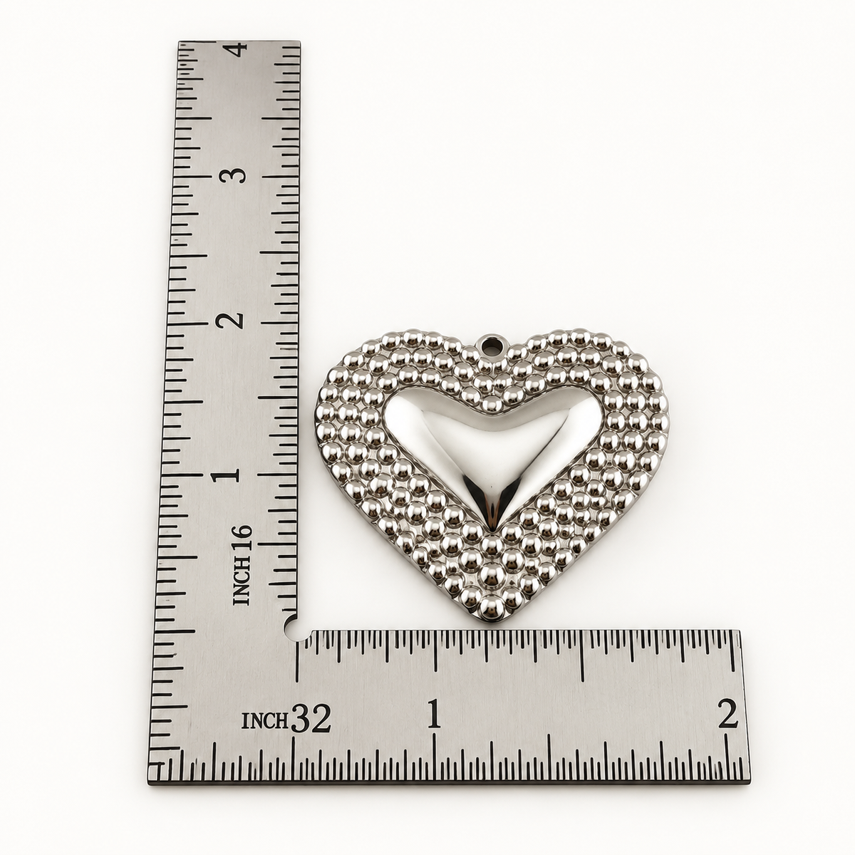 Large Beaded Heart Charm – 32.5mm