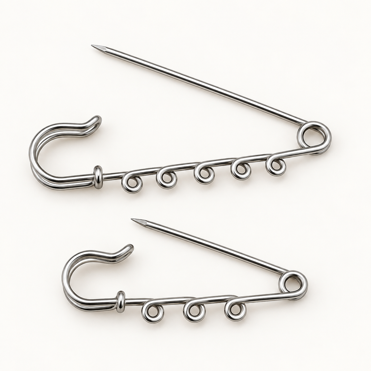 Multi-Loop Safety Pin Brooch - 3 and 5 loops