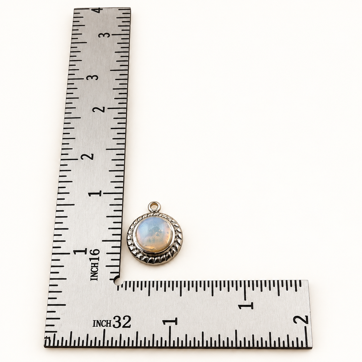 Synthetic Opalite Charms with Stainless Steel Base– 2 Pack