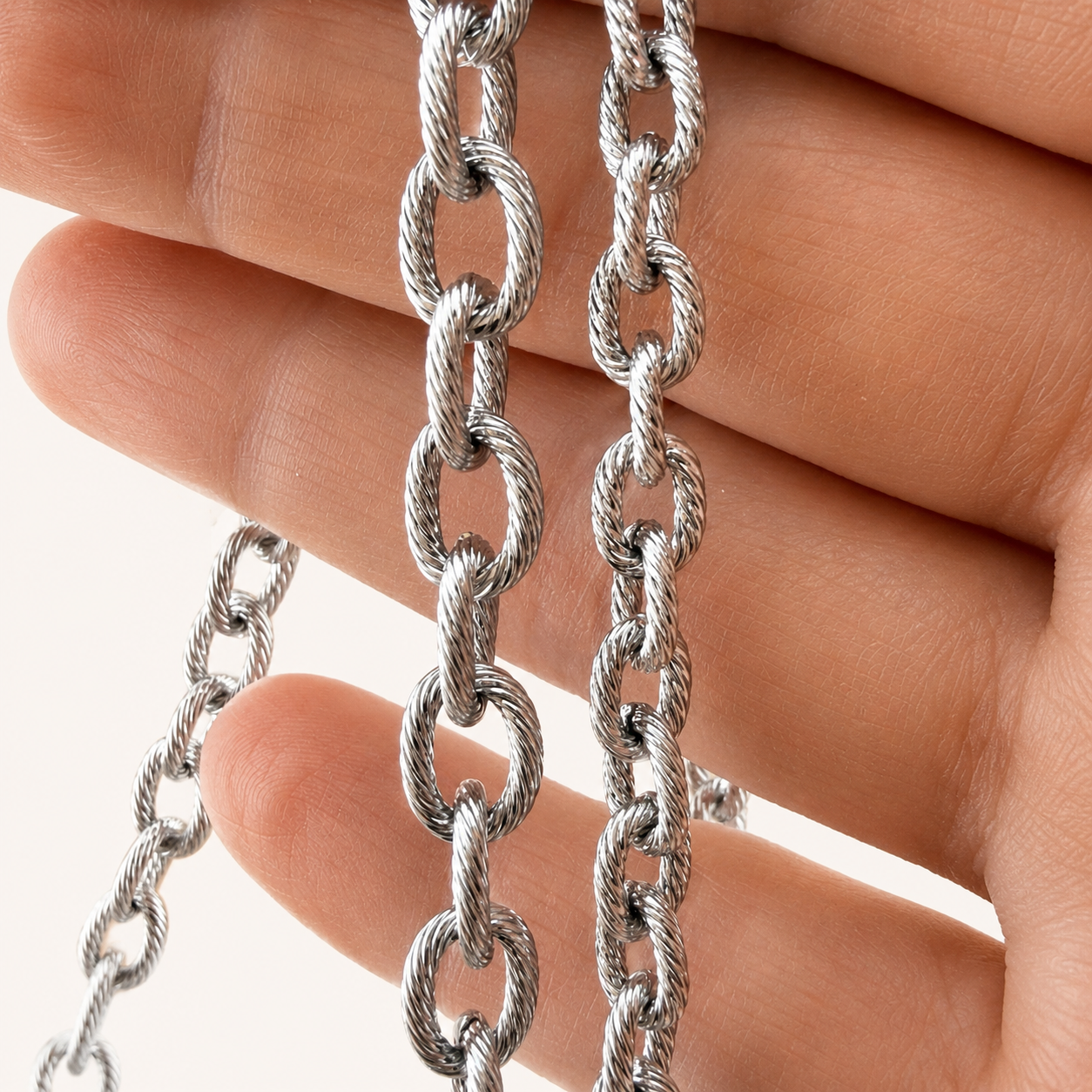 Textured Oval Cable Chain - Multiple Sizes