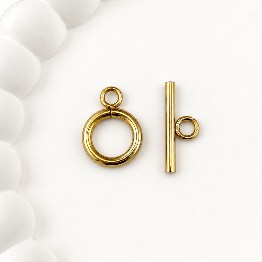 18K Gold Small Round Toggle Clasp Set - 16mm
