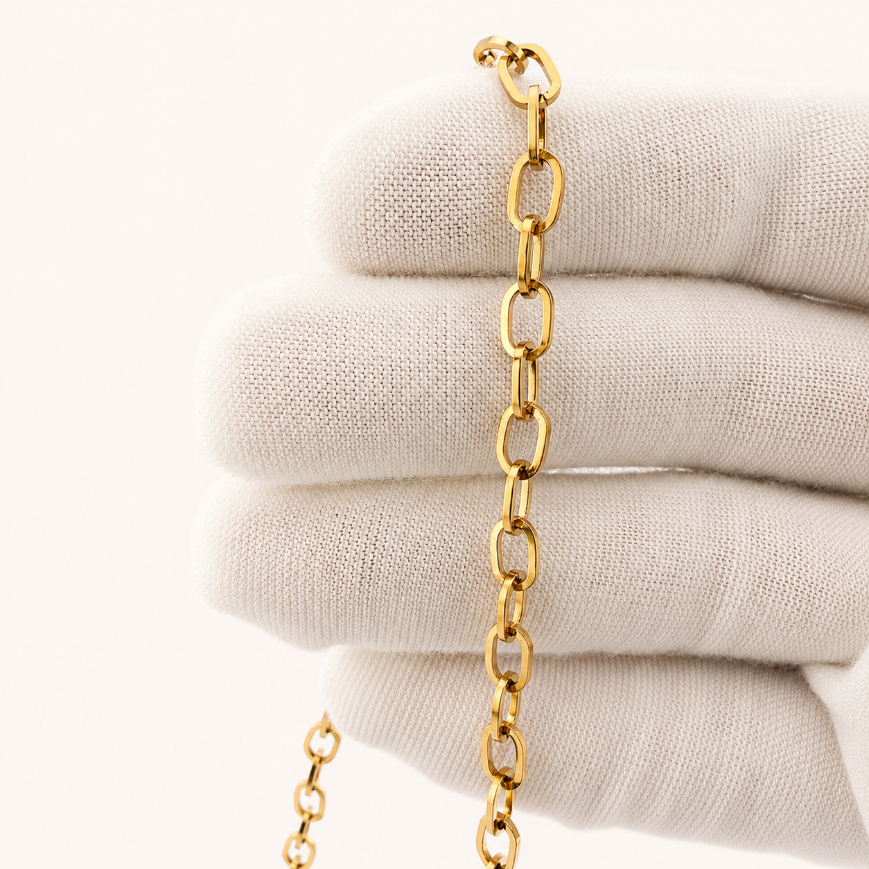 18K Gold Flat Oval Cable Chain - 6.6x4mm (By the Foot)