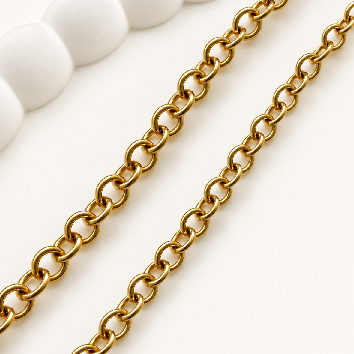 18K Gold Ion Plated Rolo Chain – 5mm