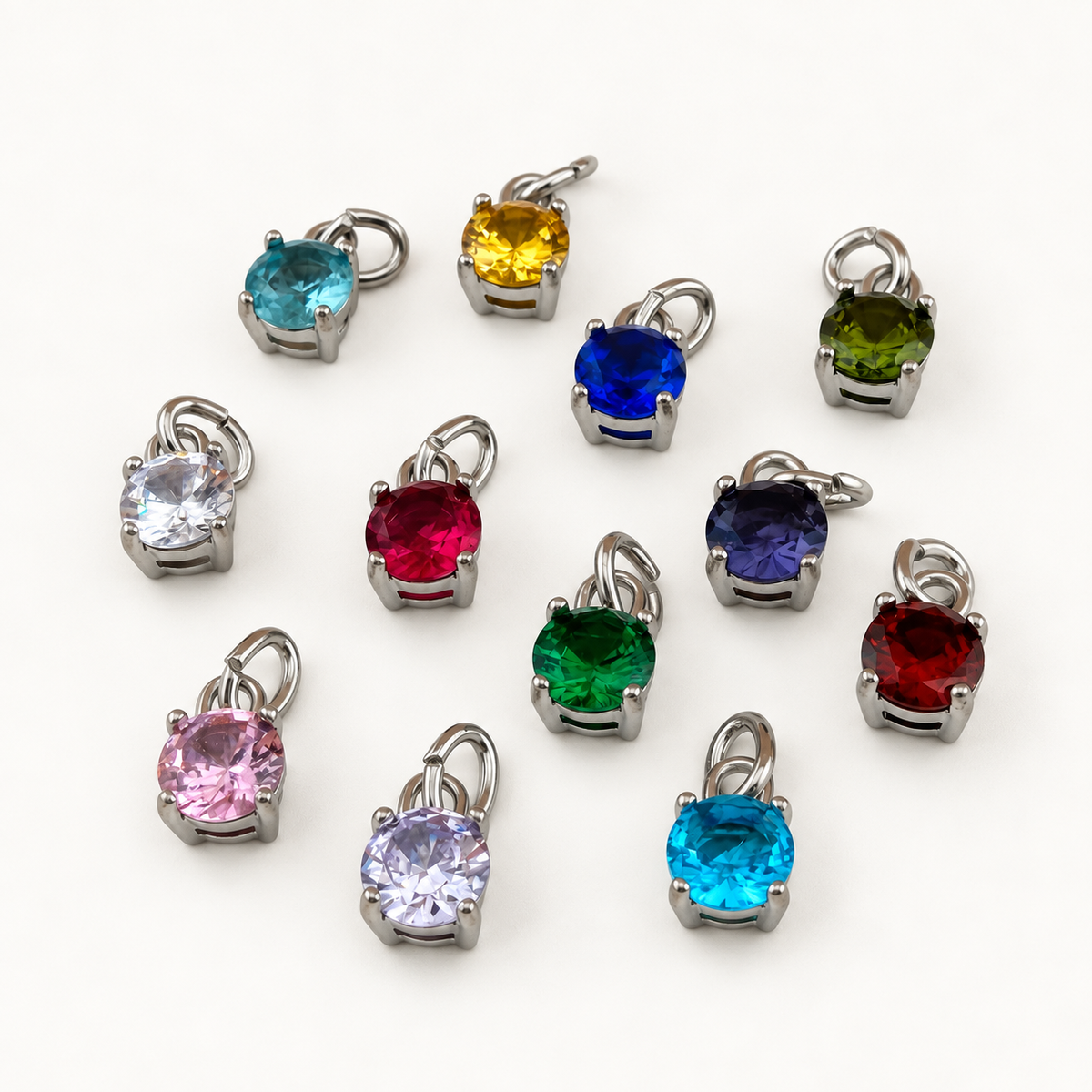 12-Piece Glass Birthstone Charm Set