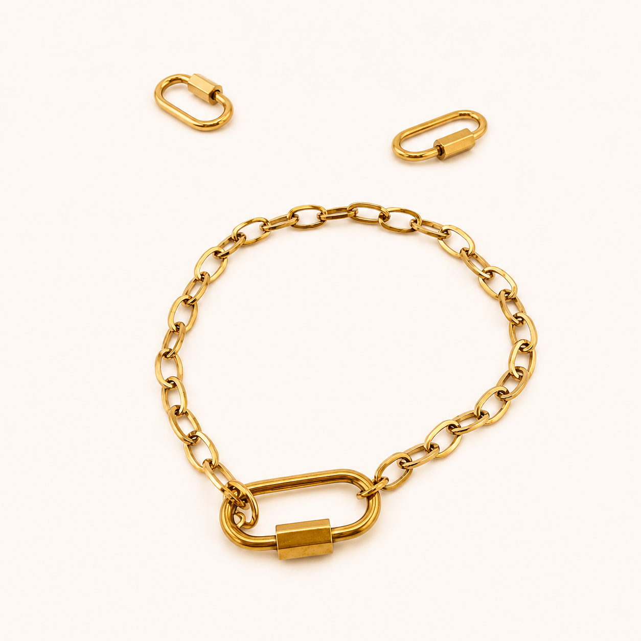 18K Gold PVD Oval Screw Carabiner - 21mm