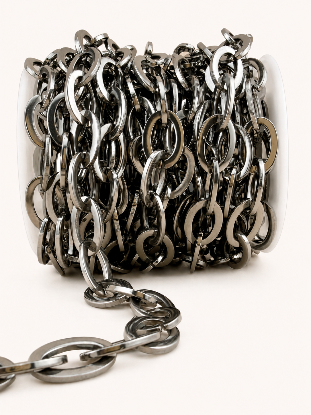 Smoky Silver Oval Statement Chain – 15x10mm
