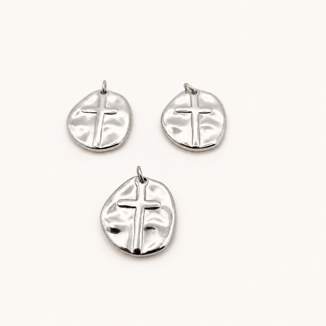 Cross Coin Pendant with Jump Ring - 22 x 18mm