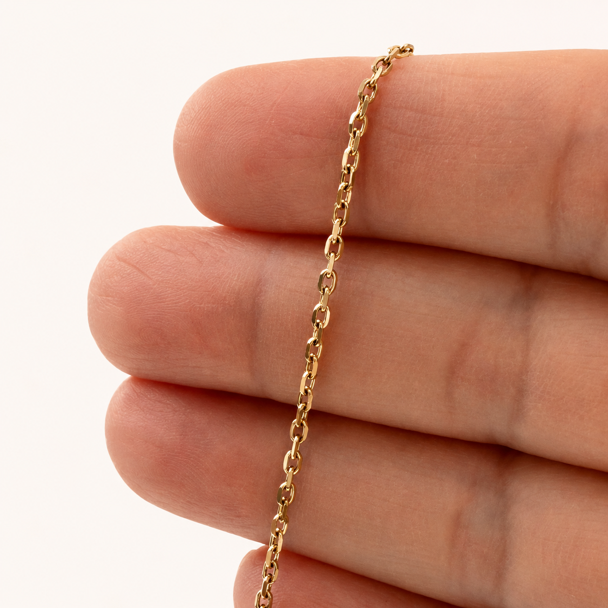 18K Gold Cable Chain - 2.5mm Faceted