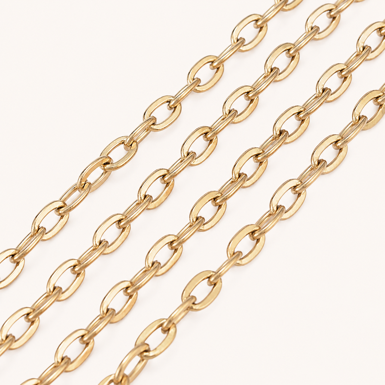18k Gold Oval Cable Chain - 6x4mm