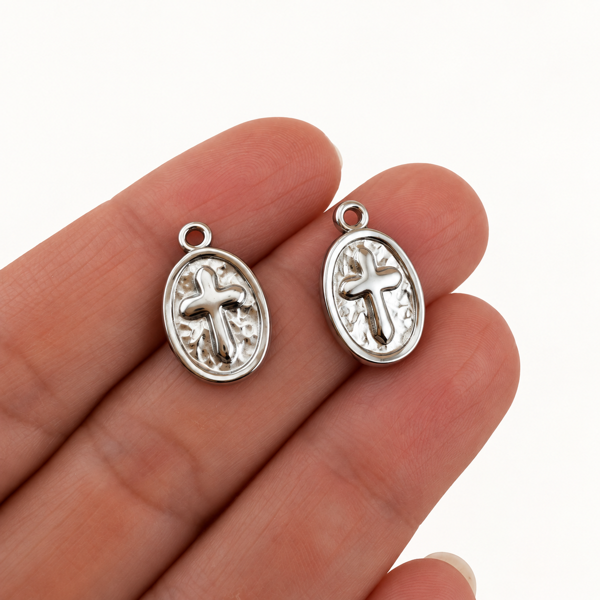 Oval Cross Medallion Charm – 17.5mm