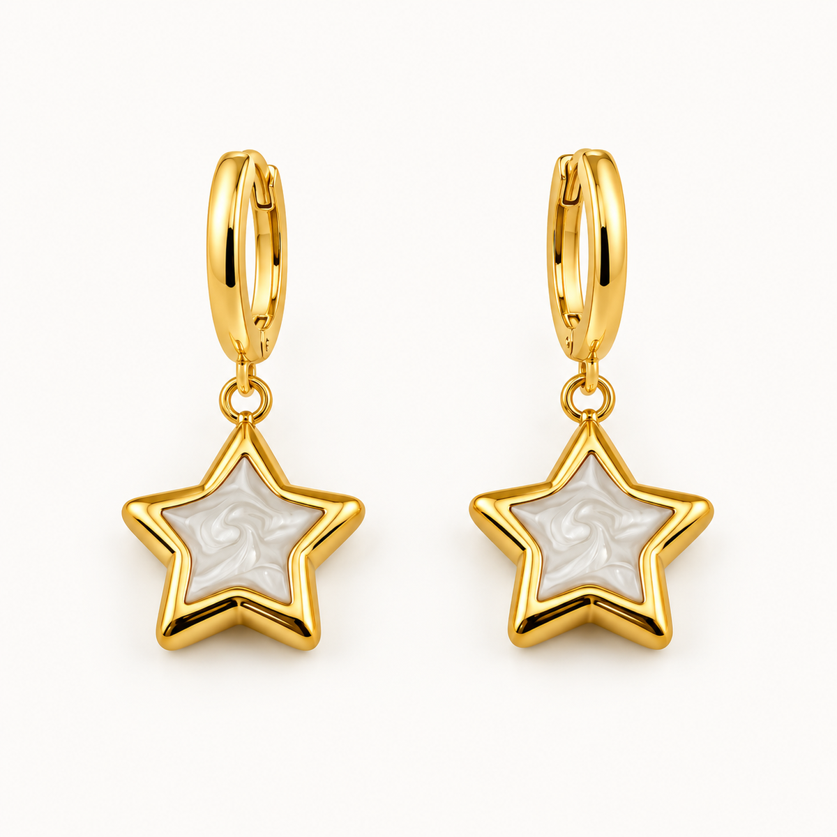 White Enamel Star Charm – 16mm