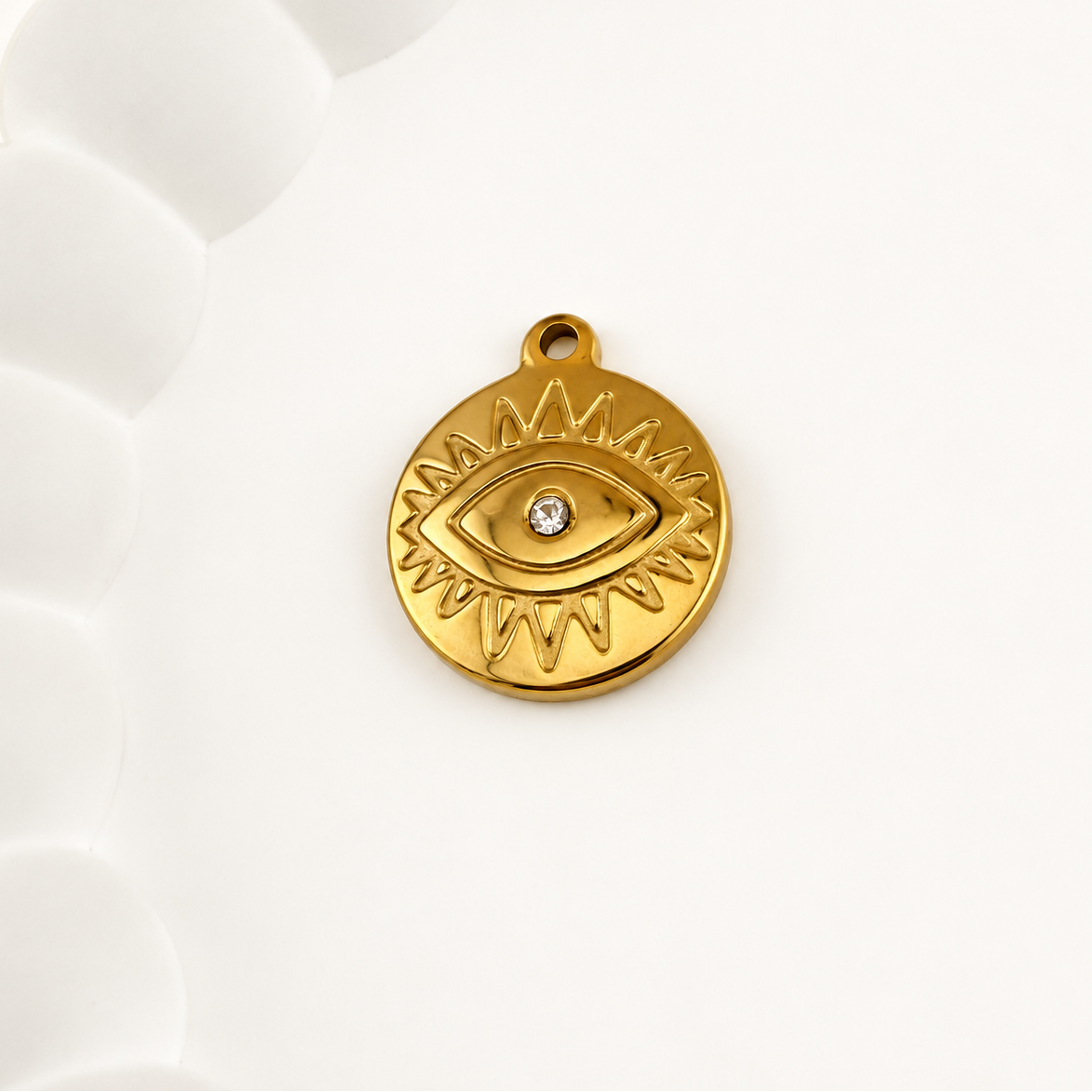 Gold Evil Eye Medallion Charm – 20mm