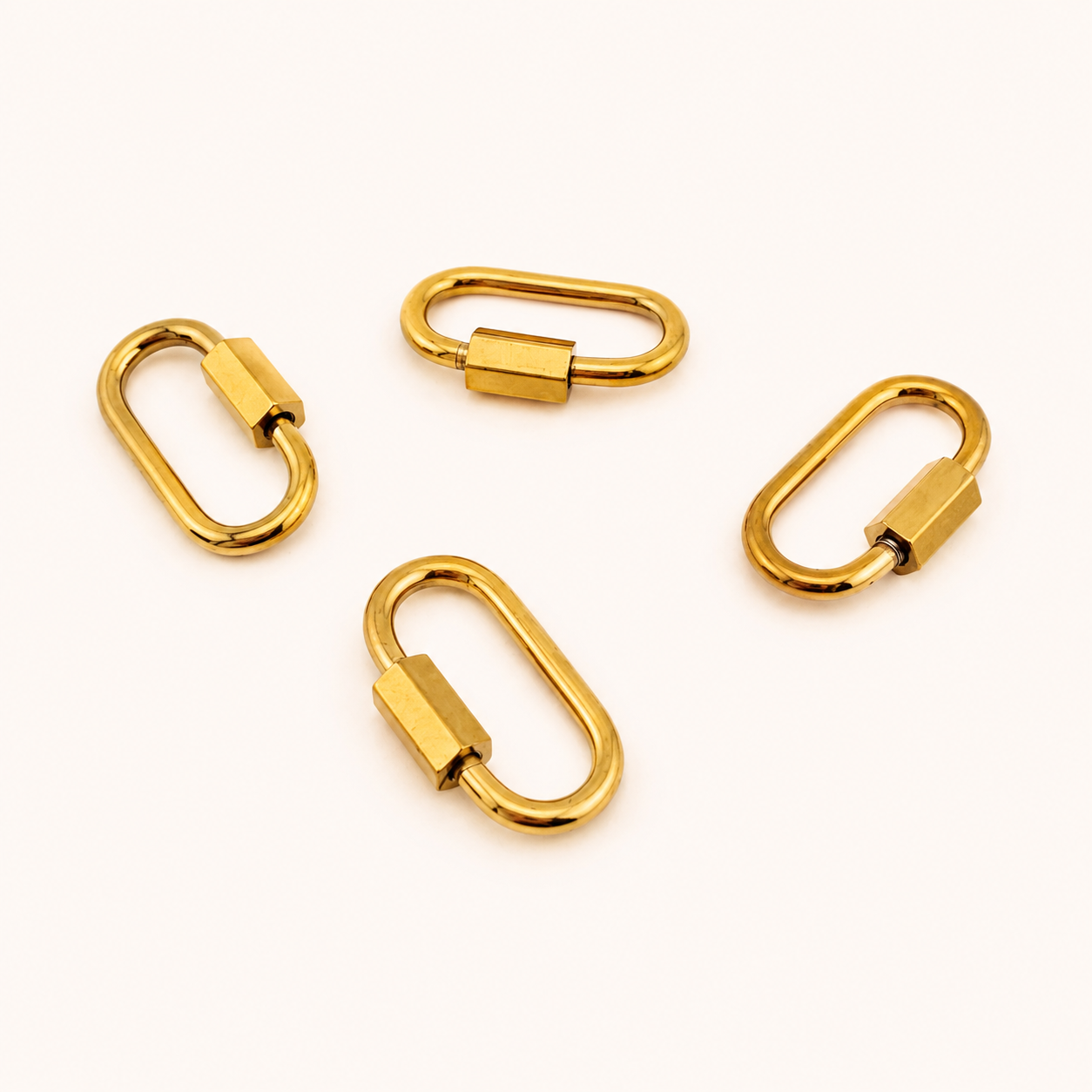 18K Gold PVD Oval Screw Carabiner - 21mm