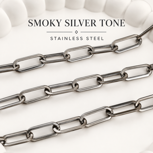 Smoky Silver Paperclip Statement Chain – 16mm (By the Foot)
