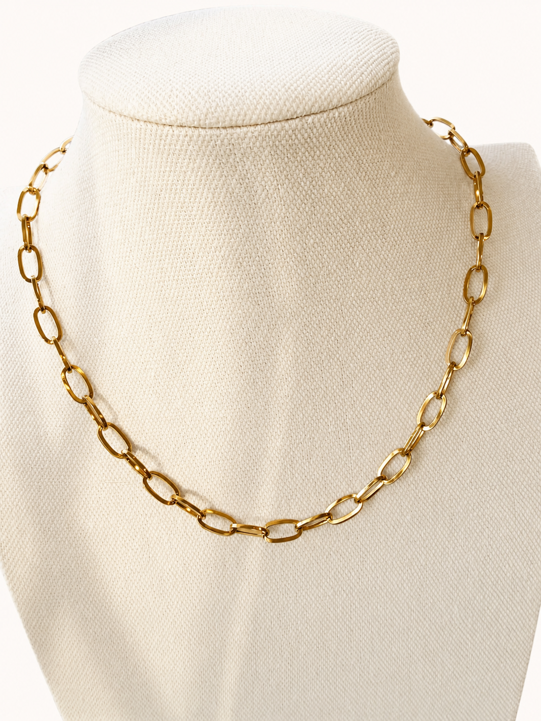 Antiqued Gold Paperclip Chain Necklace