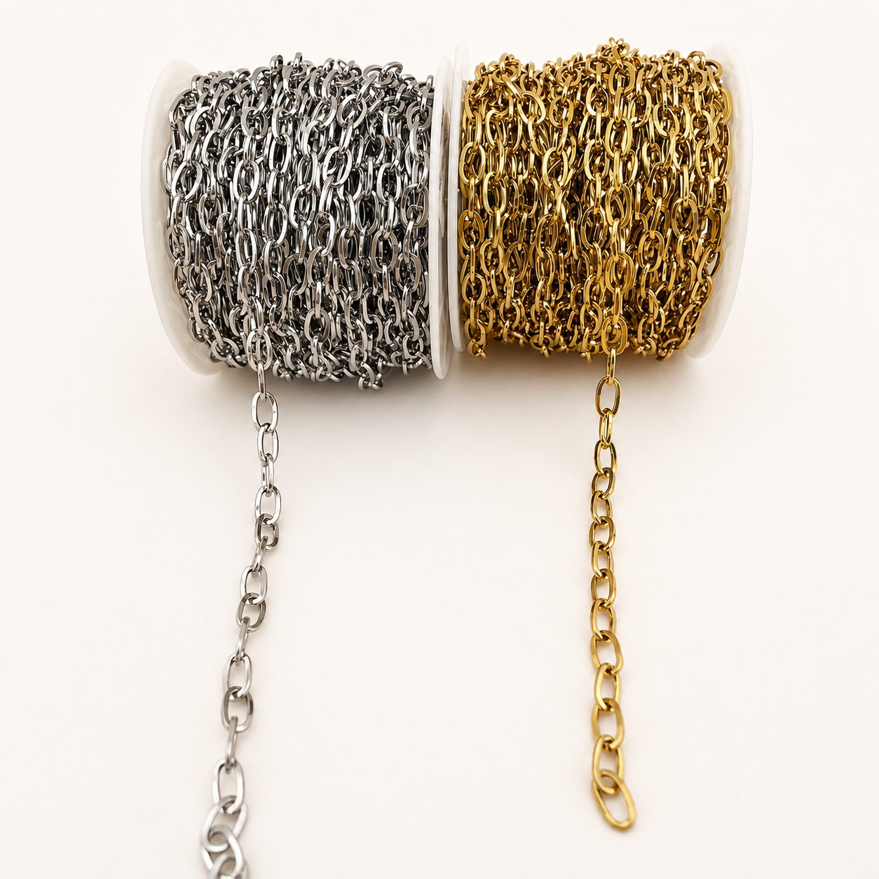 7mm Flat Oval Cable Chain - Gold & Silver Finishes
