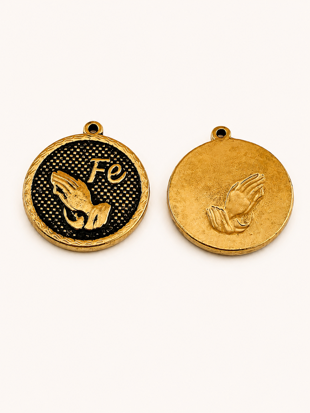 Prayer Hands Charm - Antique Gold Coin
