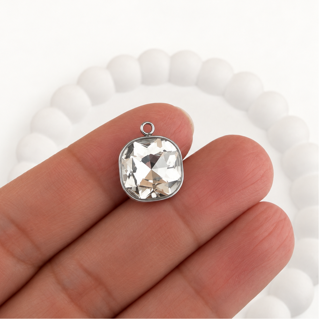 Crystal Square Pendant – 16x13mm