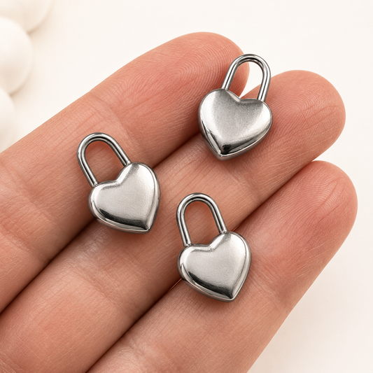 Heart Padlock Charm - 20mm