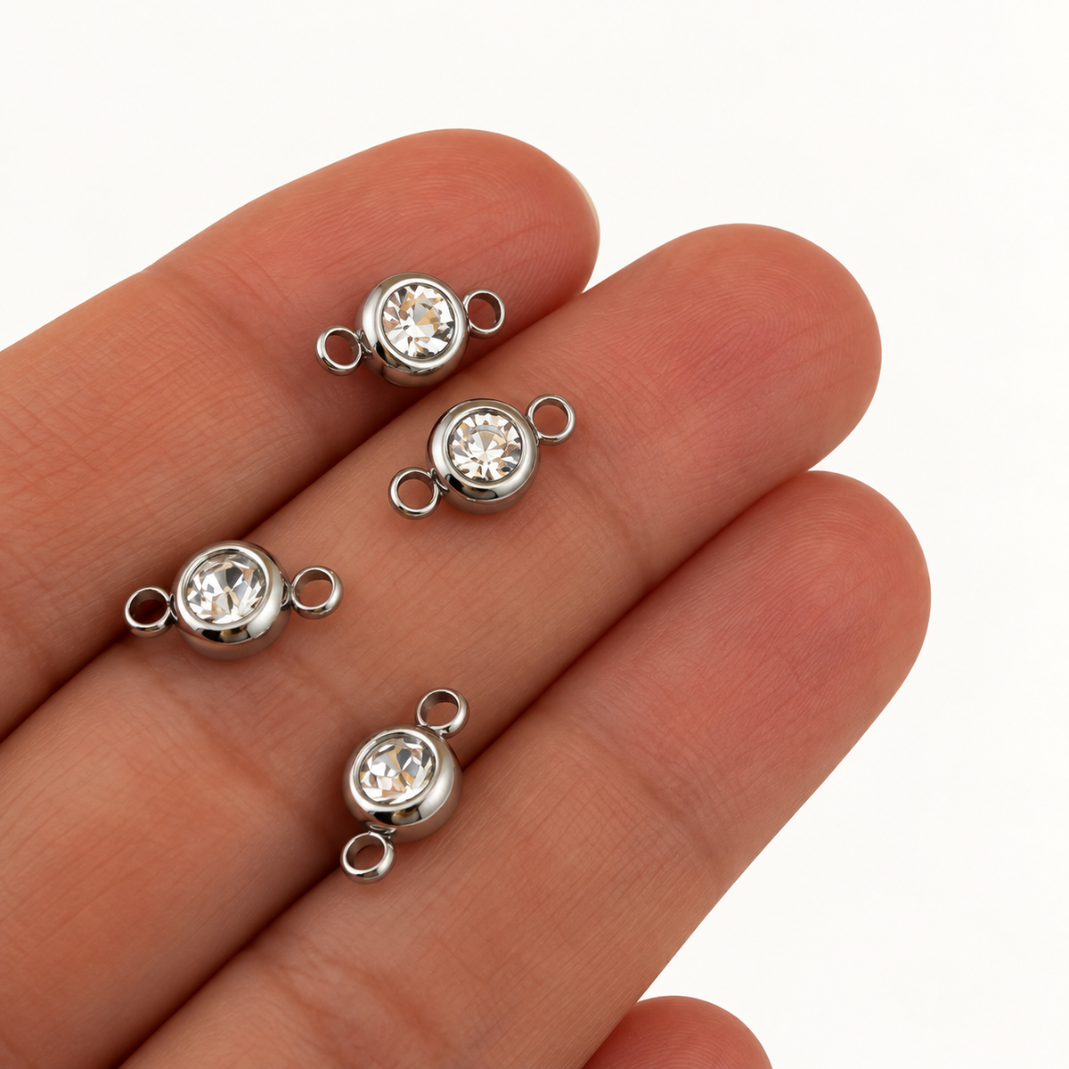 Double Loop Crystal Rhinestone Connector – 12mm