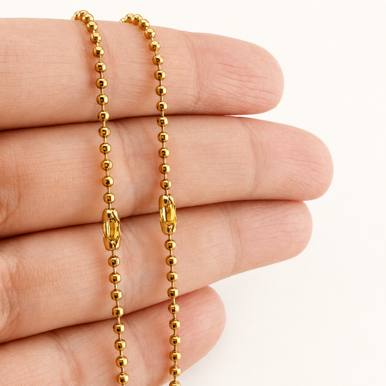 18K Gold 2mm Ball Chain Necklace - Multiple Sizes