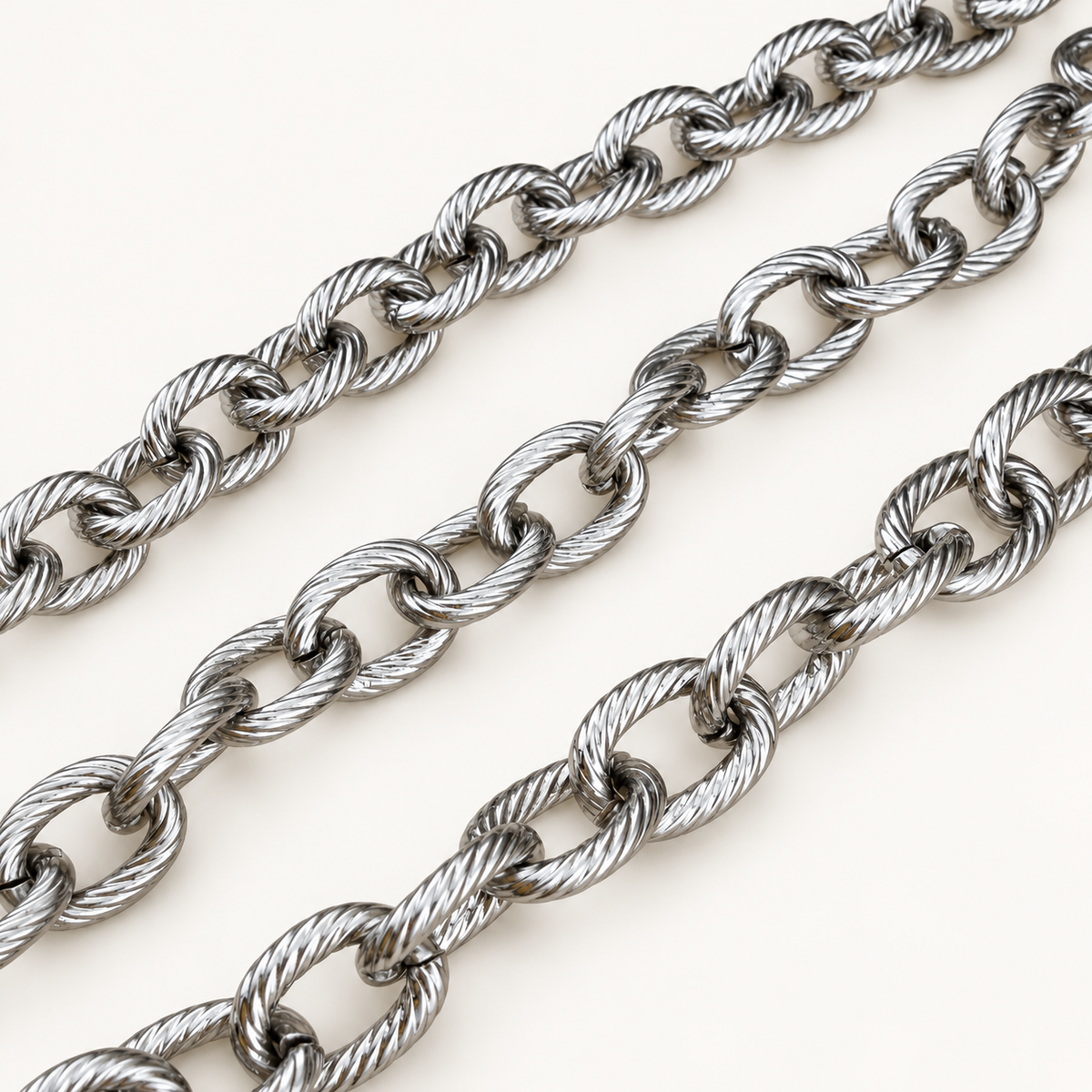 Textured Oval Cable Chain - Multiple Sizes (By the Foot)