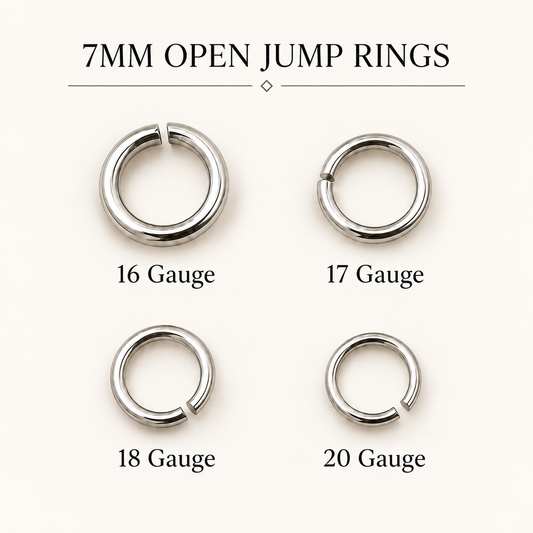 7mm Open Jump Rings - Multiple Gauge Options