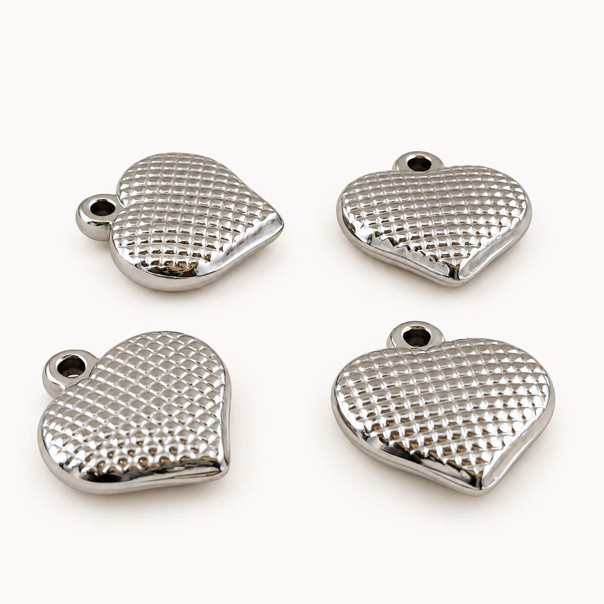 Quilted Textured Heart Charm – 16mm