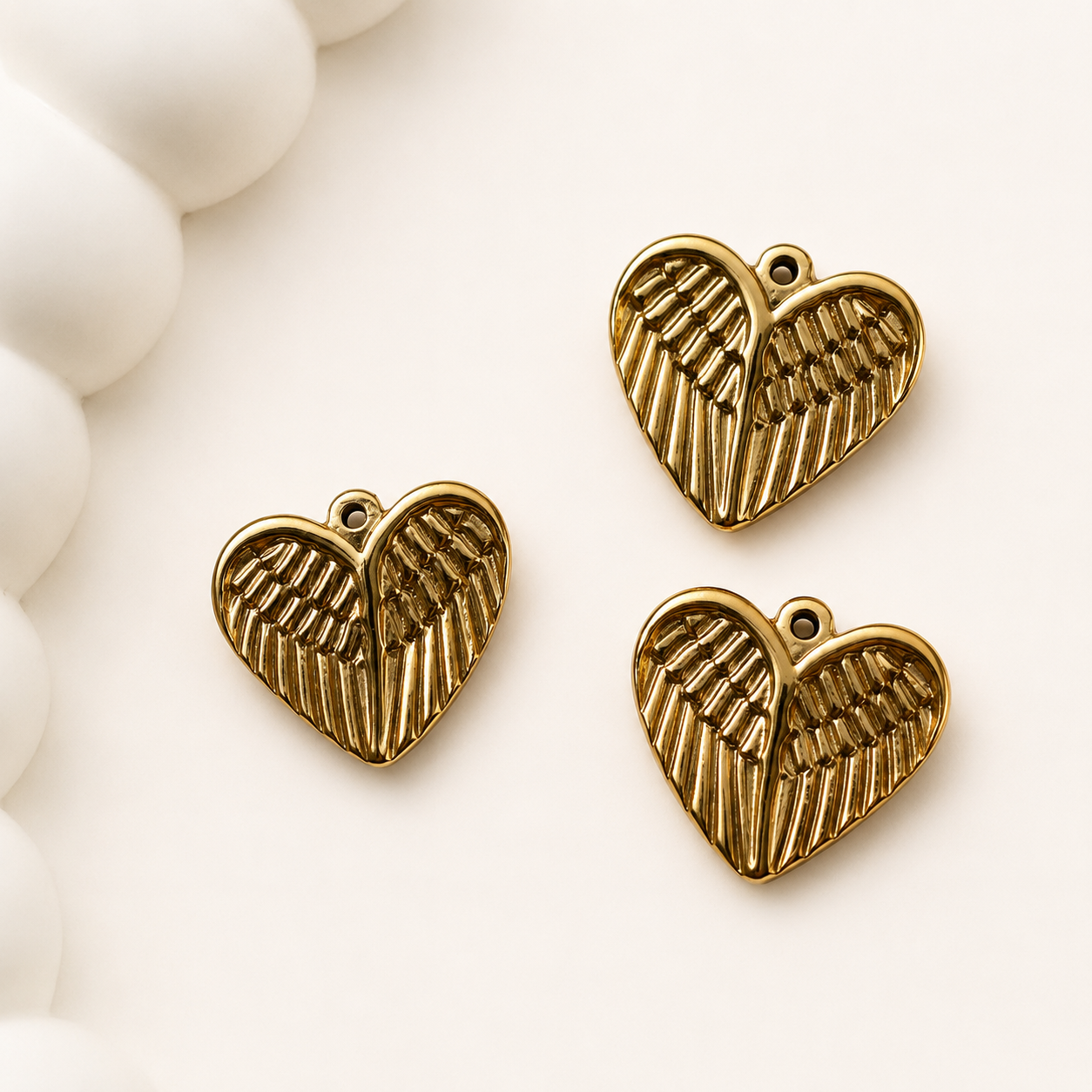 18mm Heart Wing Charm - 18k Gold PVD & Silver Finishes