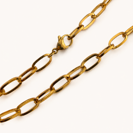 18K Gold Paperclip Chain Necklace – 18 in
