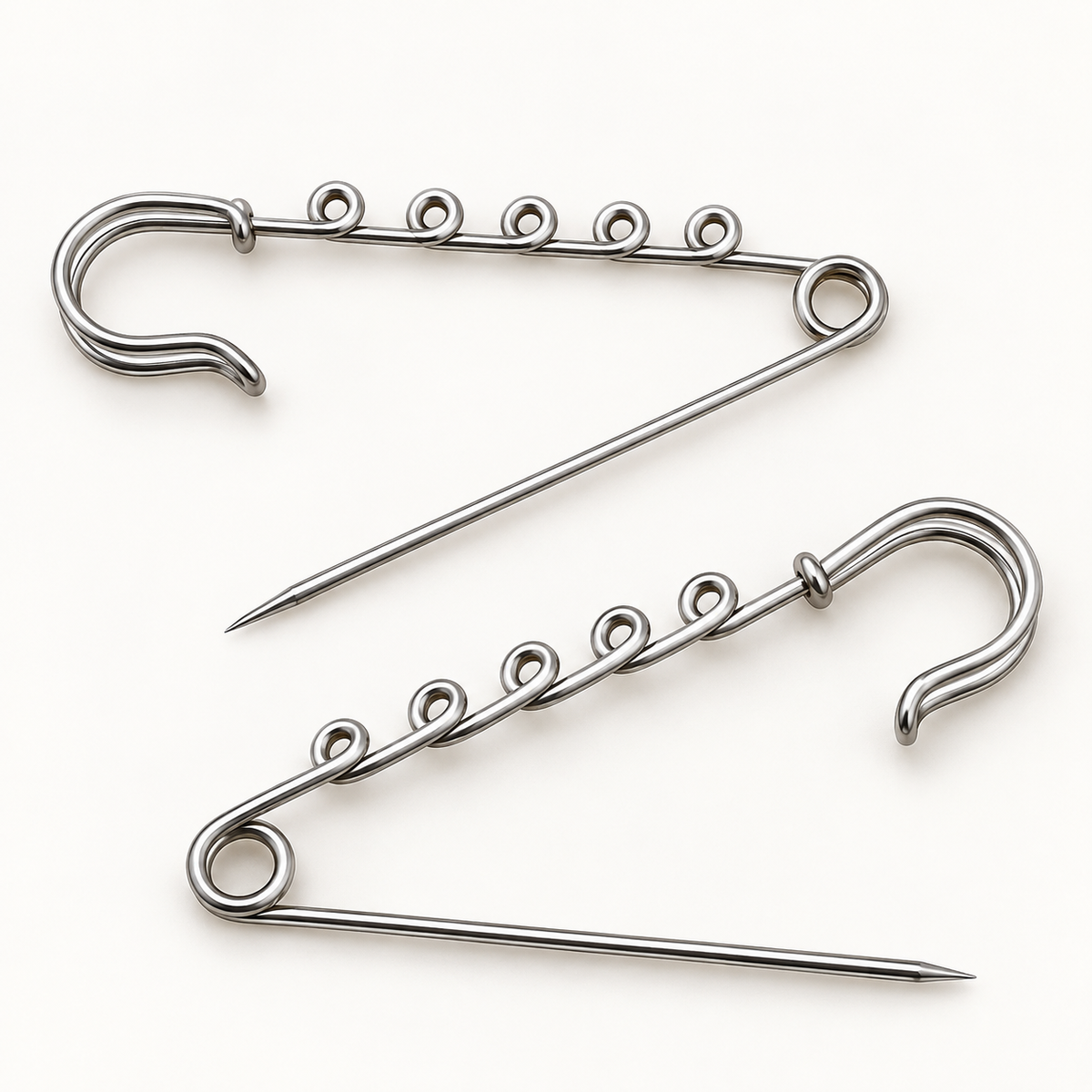 Multi-Loop Safety Pin Brooch - 3 and 5 loops