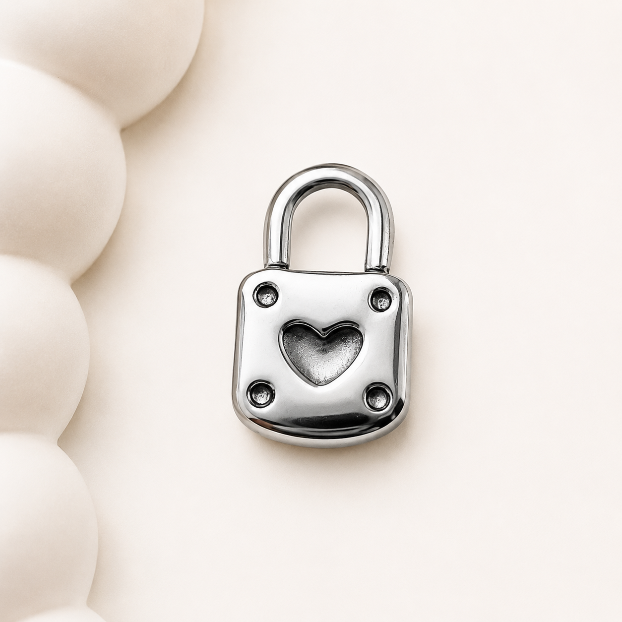 Heart Cutout Padlock Charm - 18mm