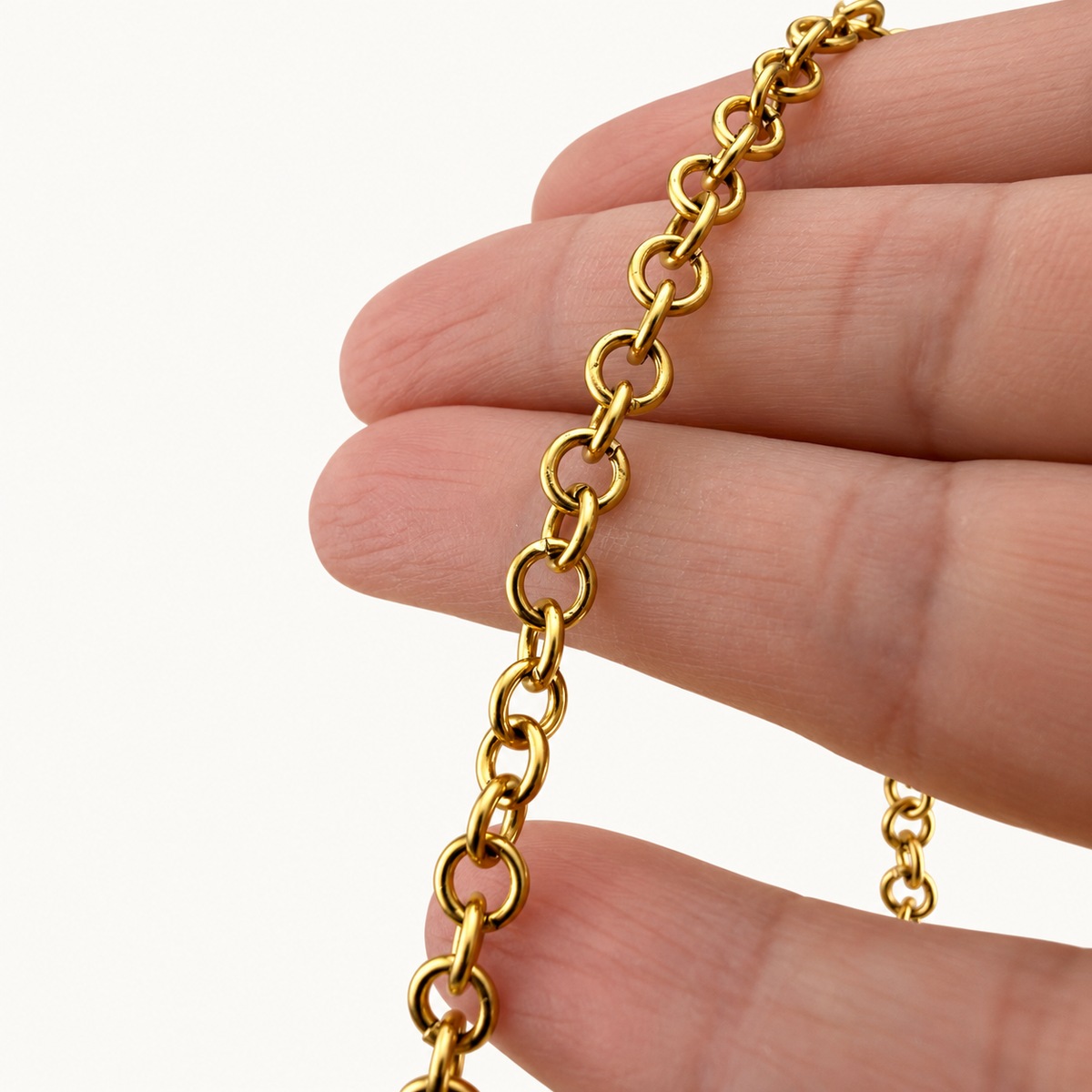 18K Gold Ion Plated Rolo Chain – 5mm