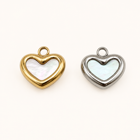 11mm Shell Heart Charm -Gold & Silver Finishes