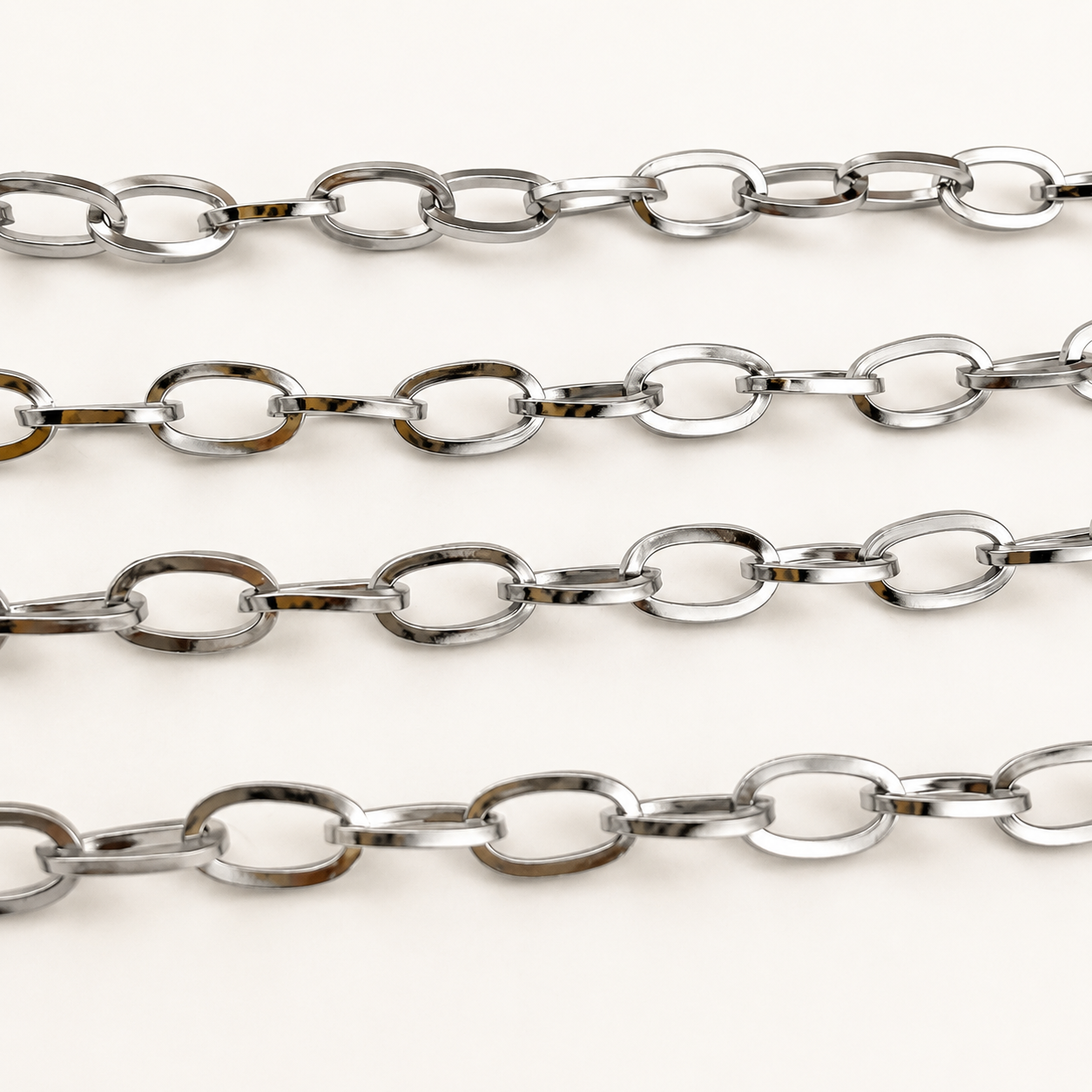 7mm Flat Oval Cable Chain - Gold & Silver Finishes