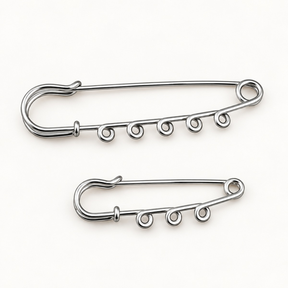Multi-Loop Safety Pin Brooch - 3 and 5 loops