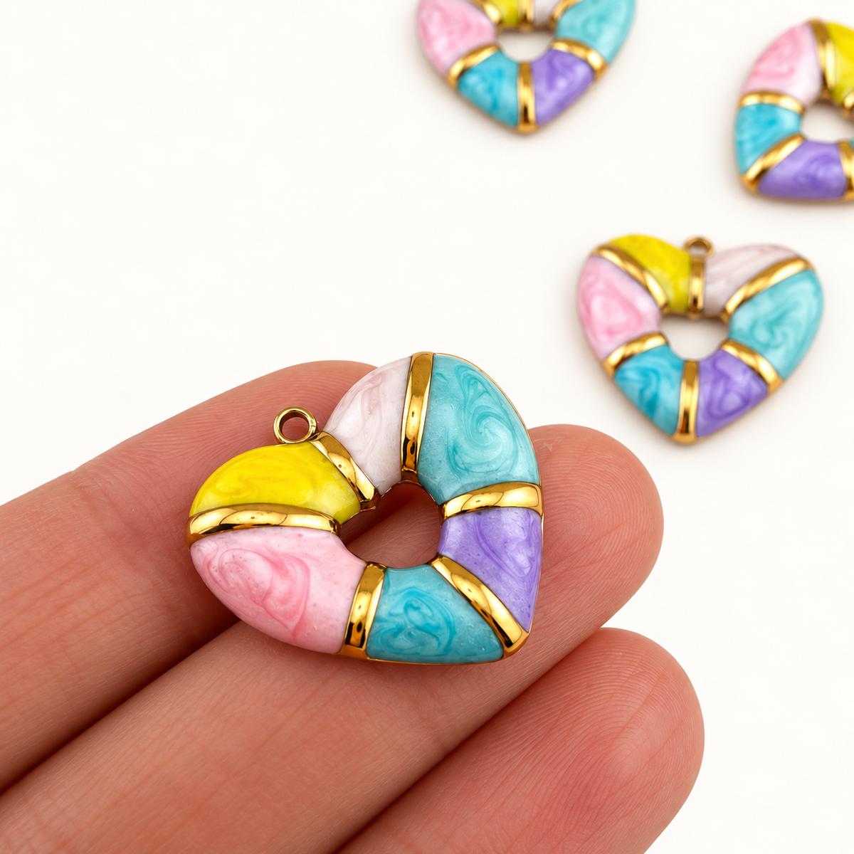 Multicolor Enamel Heart Charm – 25mm