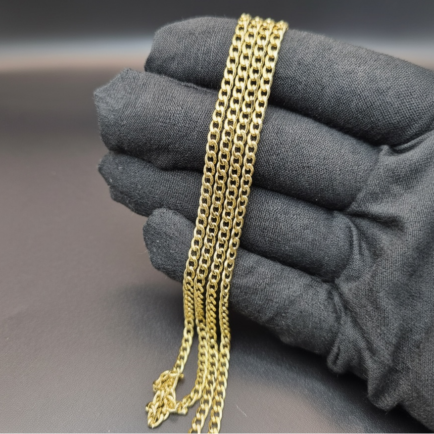 18K Gold Curb Chain Necklace | Light Gold Layering Chain - 21"