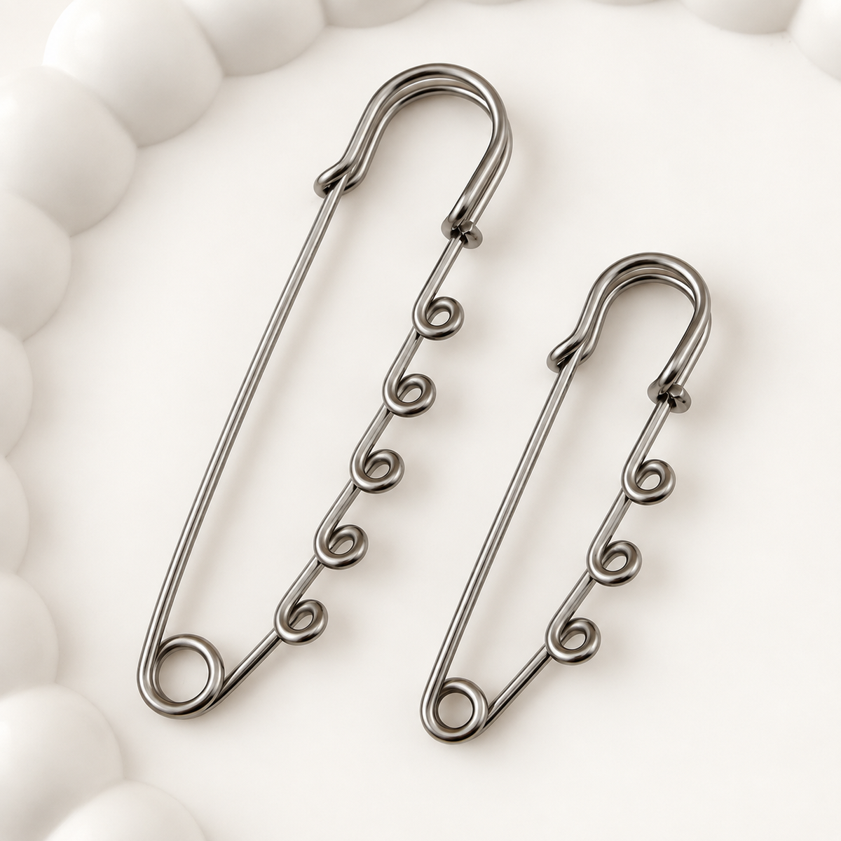 Multi-Loop Safety Pin Brooch - 3 and 5 loops