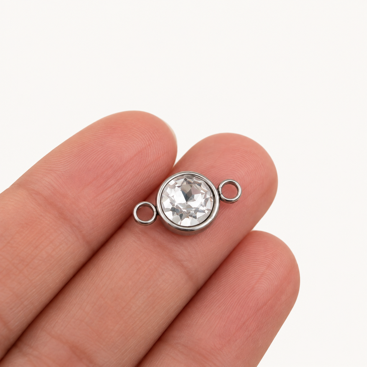 Faceted Glass Double Loop Connector – 17.5mm